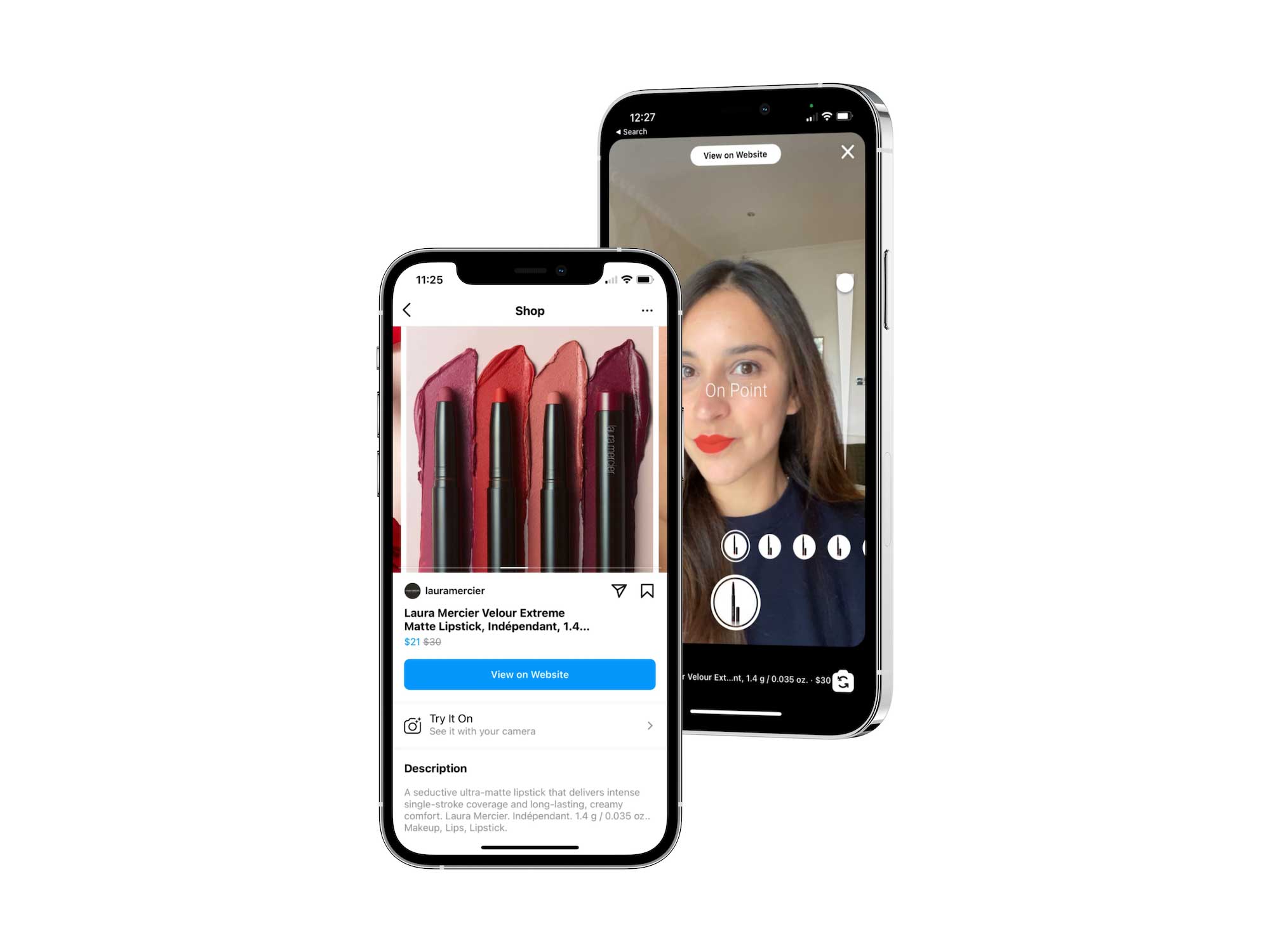 Laura Mercier product page and AR lipstick try-on