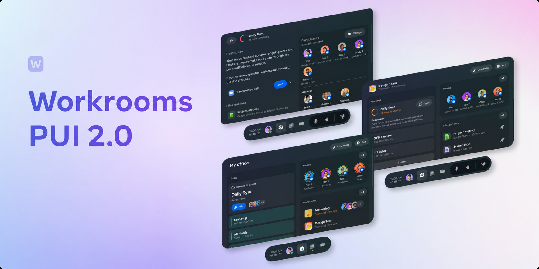 Workrooms PUI 2.0 with meeting and office interfaces